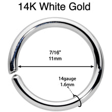 将图片加载到图库查看器，14G 7/16 Handcrafted Solid 14k White Gold Seamless Circular Ring
