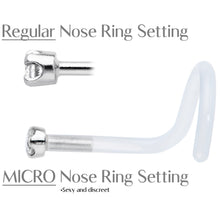 Load image into Gallery viewer, 18G 14K White Gold 1.5mm Genuine Diamond Bioplast Micro Nose Ring
