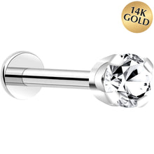 Load image into Gallery viewer, 14k White Gold Flat Back Earring with 3mm Cubic Zirconia Handmade
