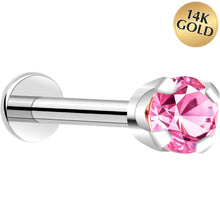 Load image into Gallery viewer, 14k White Gold Flat Back Earring with 3mm Cubic Zirconia Handmade
