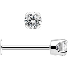Load image into Gallery viewer, 14k White Gold Flat Back Earring with 3mm Cubic Zirconia Handmade
