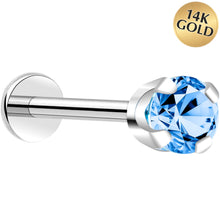 Load image into Gallery viewer, 14k White Gold Flat Back Earring with 3mm Cubic Zirconia Handmade
