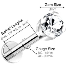 Load image into Gallery viewer, 14k White Gold Flat Back Earring with 3mm Cubic Zirconia Handmade

