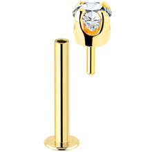 Load image into Gallery viewer, 14k Yellow Gold Flat Back Earring with 3mm Cubic Zirconia Handmade

