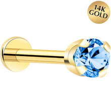 Load image into Gallery viewer, 14k Yellow Gold Flat Back Earring with 3mm Cubic Zirconia Handmade
