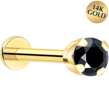 Load image into Gallery viewer, 14k Yellow Gold Flat Back Earring with 3mm Cubic Zirconia Handmade
