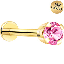 Load image into Gallery viewer, 14k Yellow Gold Flat Back Earring with 3mm Cubic Zirconia Handmade
