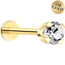 Load image into Gallery viewer, 14k Yellow Gold Flat Back Earring with 3mm Cubic Zirconia Handmade
