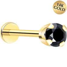 Load image into Gallery viewer, 14k Yellow Gold Flat Back Earring with 3mm Cubic Zirconia Handmade

