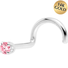 Load image into Gallery viewer, 14k White Gold 2mm Lab Grown Pink Diamond Nose Ring
