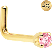Load image into Gallery viewer, 14k Yellow Gold 2mm Lab Grown Pink Diamond Nose Ring
