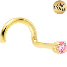 Load image into Gallery viewer, 14k Yellow Gold 2mm Lab Grown Pink Diamond Nose Ring
