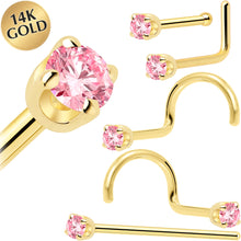 Load image into Gallery viewer, 14k Yellow Gold 2mm Lab Grown Pink Diamond Nose Ring
