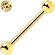 Load image into Gallery viewer, 14k Solid Gold Ball Internally Threaded Barbell Tongue Ring
