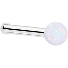 Load image into Gallery viewer, 14k White Gold 2.5mm Synthetic Opal Ball Nose Ring
