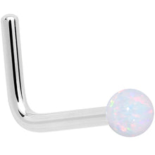 Load image into Gallery viewer, 14k White Gold 2.5mm Synthetic Opal Ball Nose Ring
