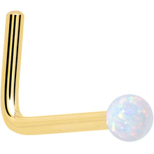 Load image into Gallery viewer, 14k Yellow Gold 2.5mm Synthetic Opal Ball Nose Ring
