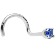Load image into Gallery viewer, Solid 14K White Gold 1.5mm Genuine Blue Sapphire Nose Stud Ring

