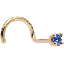 Load image into Gallery viewer, Solid 14K Yellow Gold 1.5mm Genuine Blue Sapphire Nose Stud Ring
