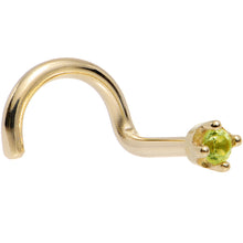Load image into Gallery viewer, Solid 14K Yellow Gold 1.5mm Genuine Peridot Nose Ring
