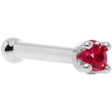 将图片加载到图库查看器，Solid 14K White Gold 1.5mm Diamond Cut Genuine Ruby Nose Ring
