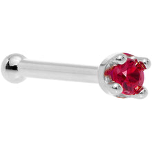 将图片加载到图库查看器，Solid 14K White Gold 1.5mm Diamond Cut Genuine Ruby Nose Ring
