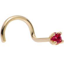 Load image into Gallery viewer, Solid 14K Yellow Gold 1.5mm Diamond Cut Genuine Ruby Nose Ring
