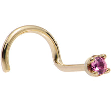 Load image into Gallery viewer, Solid 14K Yellow Gold 1.5mm Genuine Pink Sapphire Nose Ring

