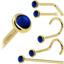 将图片加载到图库查看器，Solid 14K Yellow Gold 2mm Genuine Sapphire Nose Ring
