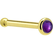 Load image into Gallery viewer, Solid 14K Yellow Gold 2mm Genuine Amethyst Nose Ring
