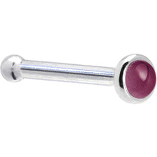 将图片加载到图库查看器，Solid 14K White Gold 2mm Genuine Raspberry Rhodolite Garnet Nose Ring
