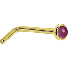 将图片加载到图库查看器，Solid 14K Yellow Gold 2mm Genuine Raspberry Rhodolite Garnet Nose Ring
