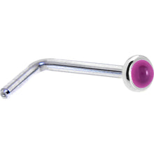 将图片加载到图库查看器，Solid 14K White Gold 2mm Genuine Pink Garnet Nose Ring
