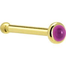 将图片加载到图库查看器，Solid 14K Yellow Gold 2mm Genuine Pink Garnet Nose Ring
