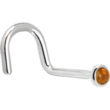 Load image into Gallery viewer, Solid 14K White Gold 2mm Genuine Citrine Saffron Nose Ring
