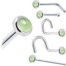将图片加载到图库查看器，Solid 14K White Gold 2mm Genuine Peridot Nose Ring
