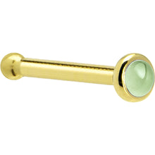 Load image into Gallery viewer, Solid 14K Yellow Gold 2mm Genuine Peridot Nose Ring
