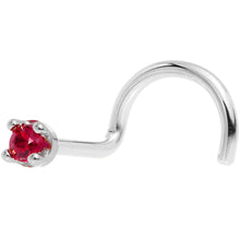 将图片加载到图库查看器，Solid 14K White Gold 1.5mm Diamond Cut Genuine Ruby Nose Ring

