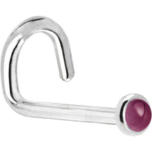 将图片加载到图库查看器，Solid 14K White Gold 2mm Genuine Raspberry Rhodolite Garnet Nose Ring
