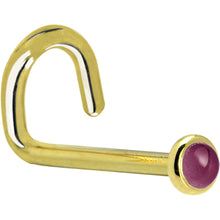 将图片加载到图库查看器，Solid 14K Yellow Gold 2mm Genuine Raspberry Rhodolite Garnet Nose Ring
