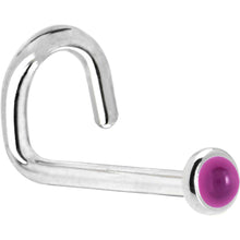 将图片加载到图库查看器，Solid 14K White Gold 2mm Genuine Pink Garnet Nose Ring
