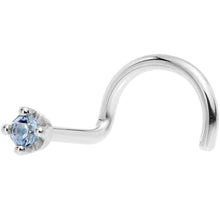 Load image into Gallery viewer, Solid 14K White Gold 1.5mm Genuine Topaz Nose Ring

