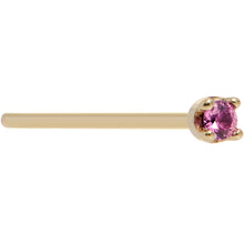 Load image into Gallery viewer, Solid 14K Yellow Gold 1.5mm Genuine Pink Sapphire Nose Ring
