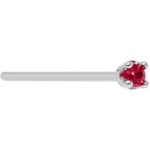 将图片加载到图库查看器，Solid 14K White Gold 1.5mm Diamond Cut Genuine Ruby Nose Ring
