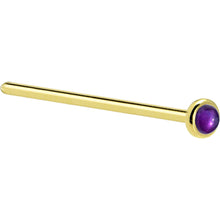 Load image into Gallery viewer, Solid 14K Yellow Gold 2mm Genuine Amethyst Nose Ring
