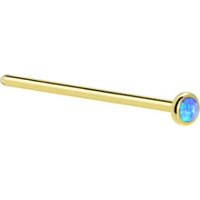 将图片加载到图库查看器，Solid 14K Yellow Gold 2mm Blue Synthetic Opal Nose Ring
