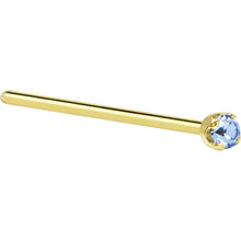 Load image into Gallery viewer, Solid 14K Yellow Gold 2mm Light Blue Cubic Zirconia Nose Ring
