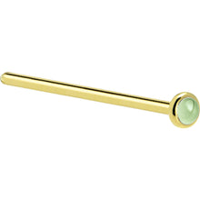 Load image into Gallery viewer, Solid 14K Yellow Gold 2mm Genuine Peridot Nose Ring
