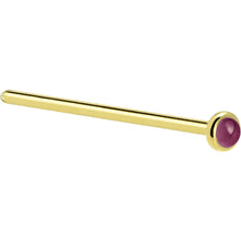 将图片加载到图库查看器，Solid 14K Yellow Gold 2mm Genuine Raspberry Rhodolite Garnet Nose Ring
