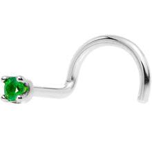 Load image into Gallery viewer, Solid 14K White Gold 1.5mm Genuine Emerald Nose Ring

